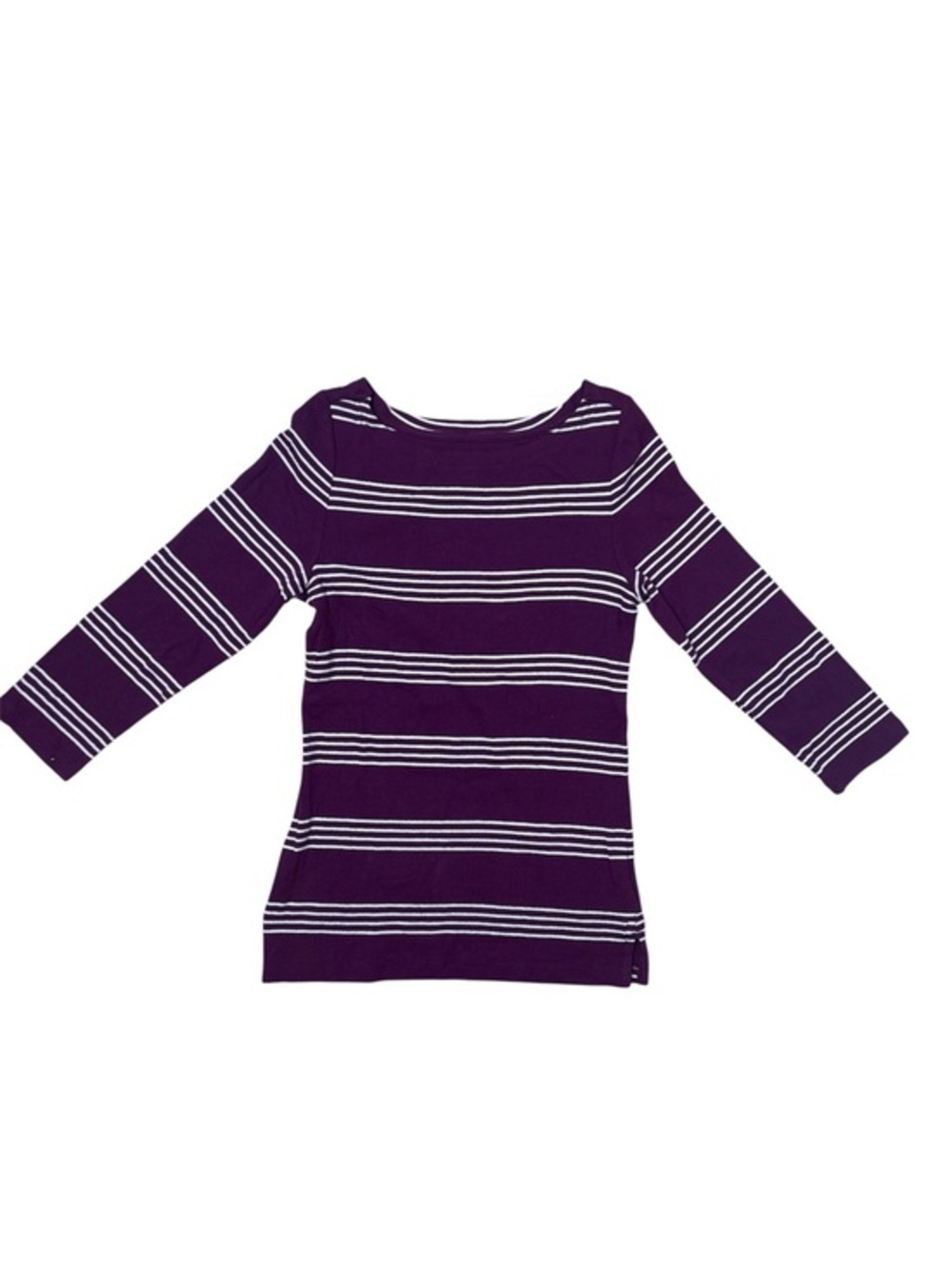 ⭐️ Denver Hayes Purple and White 3/4 sleeve Striped top- size medium